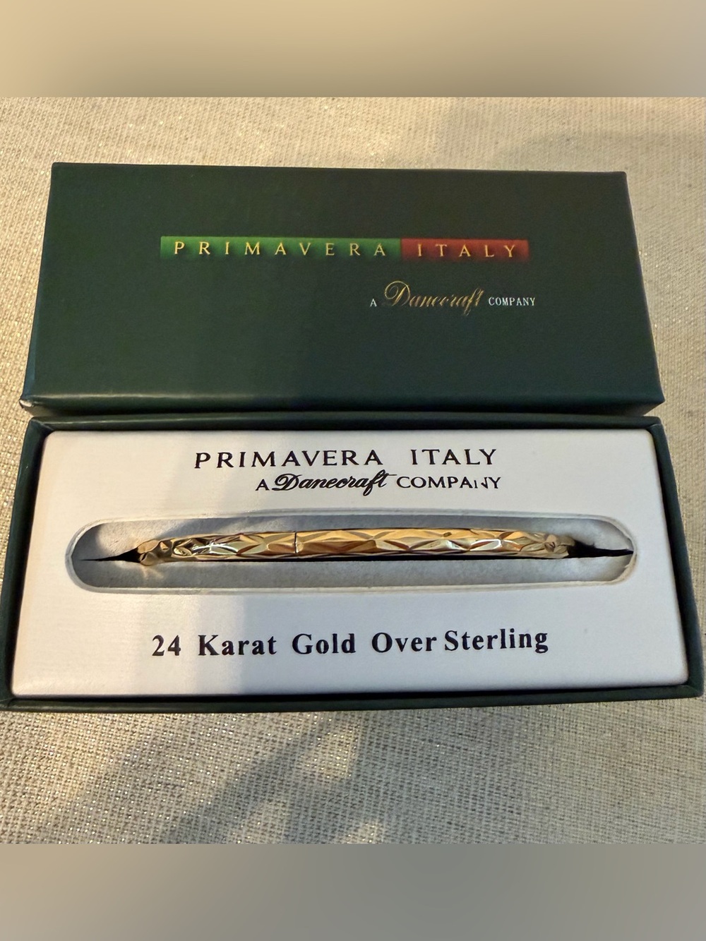 24K Gold Over Sterling Bangle Bracelet - Gold